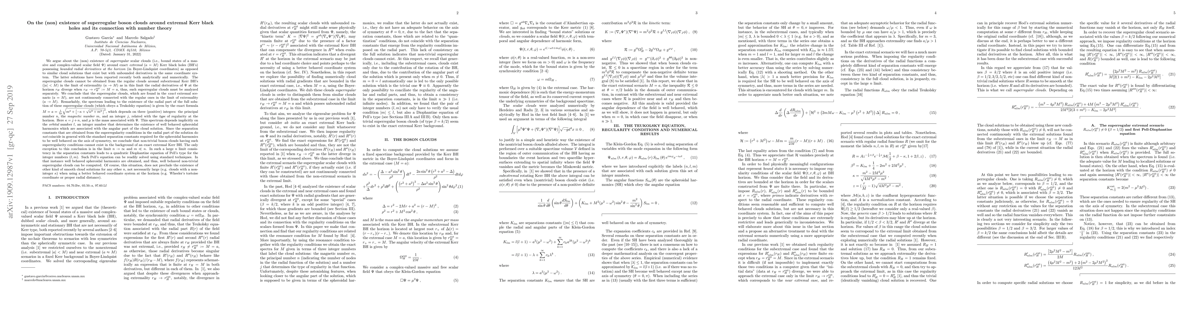 Thumbnail for On the (non) existence of superregular boson clouds around extremal Kerr
  black holes and its connection with number theory