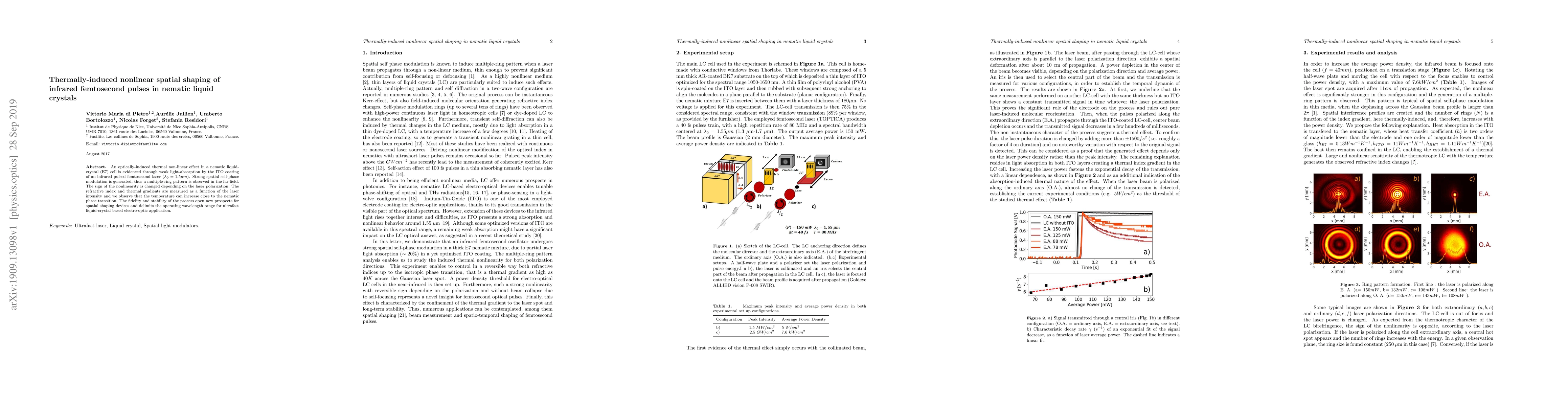 Thumbnail for Thermally-induced nonlinear spatial shaping of infrared femtosecond
  pulses in nematic liquid crystals