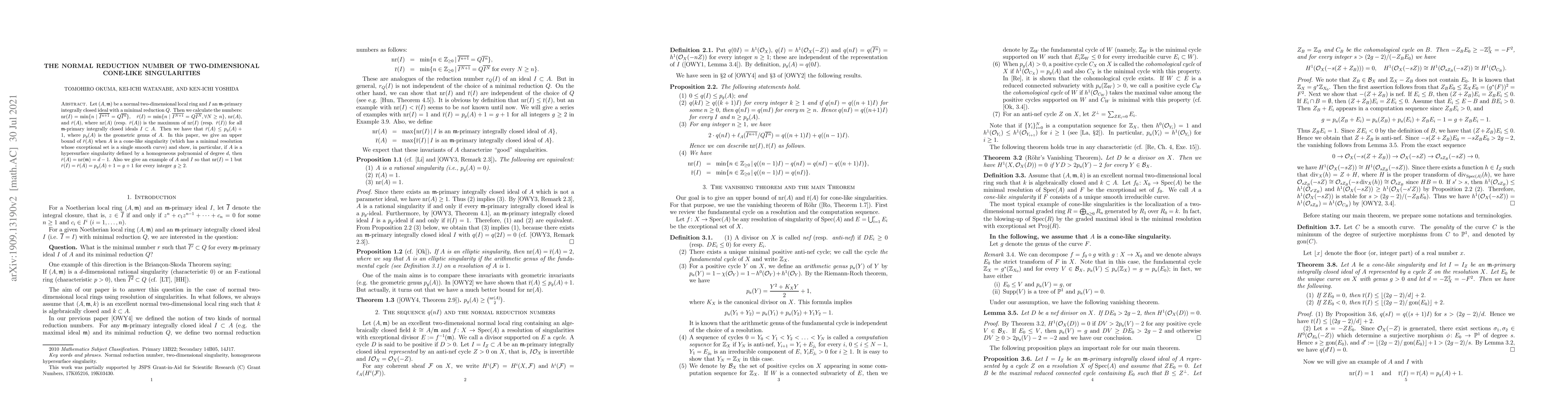 Thumbnail for The normal reduction number of two-dimensional cone-like singularities