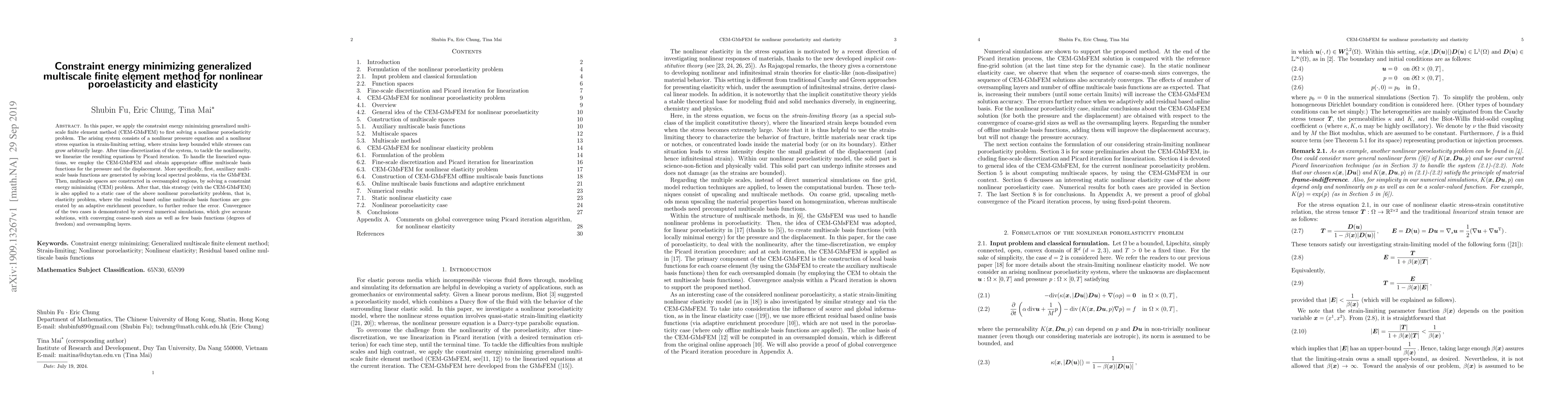 Thumbnail for Constraint energy minimizing generalized multiscale finite element
  method for nonlinear poroelasticity and elasticity