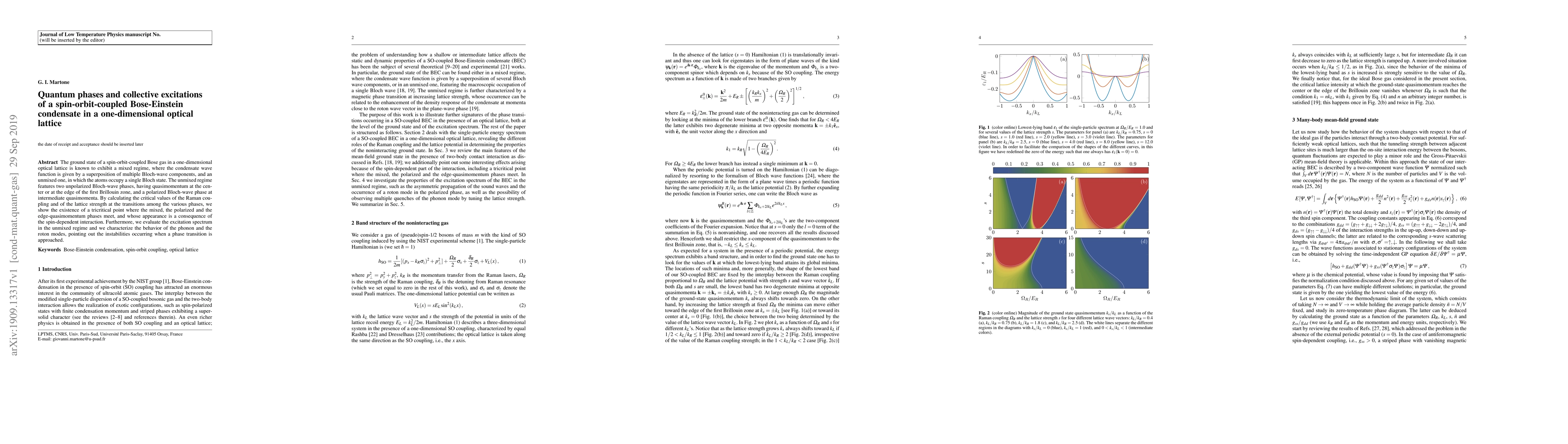 Thumbnail for Quantum phases and collective excitations of a spin-orbit-coupled
  Bose-Einstein condensate in a one-dimensional optical lattice
