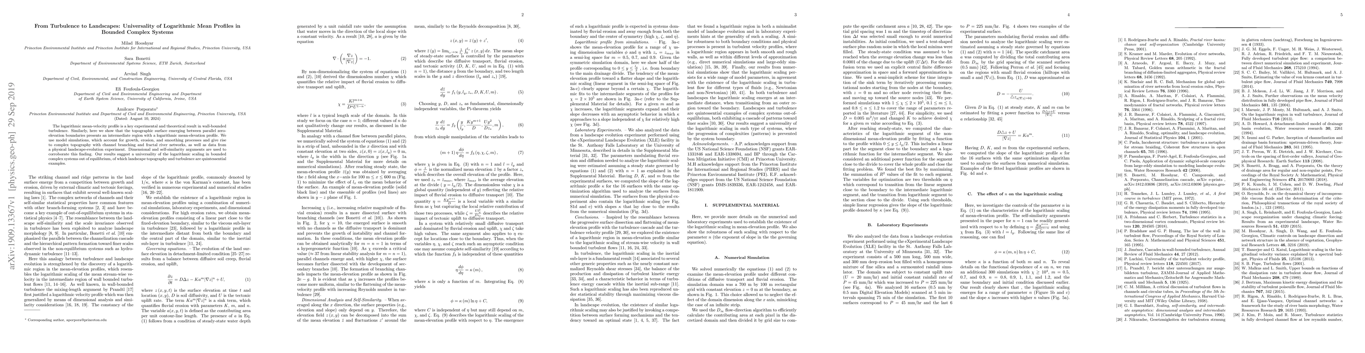 Thumbnail for From Turbulence to Landscapes: Universality of Logarithmic Mean Profiles
  in Bounded Complex Systems