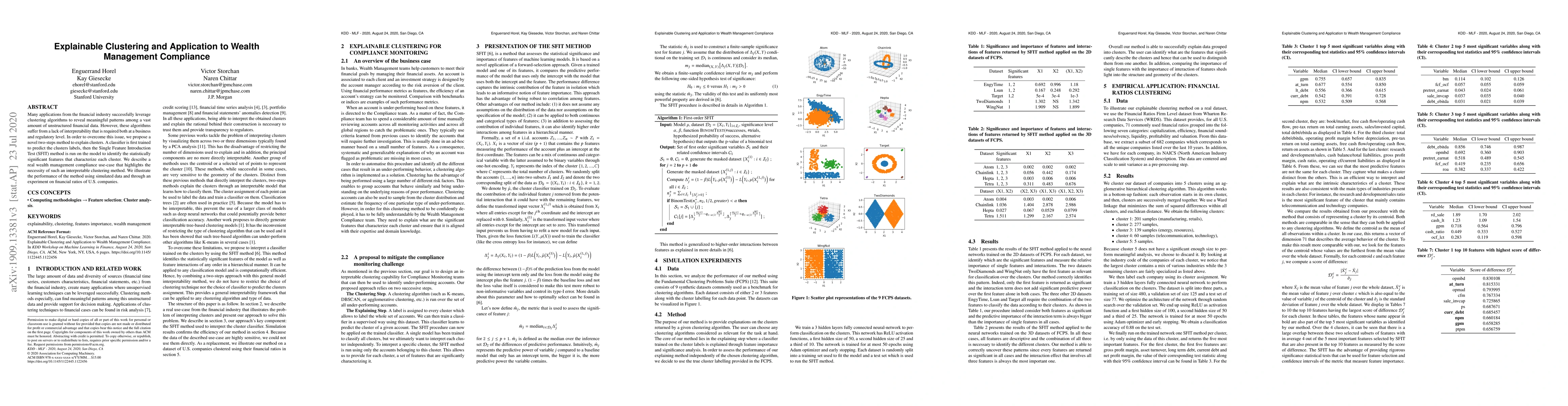 Thumbnail for Explainable Clustering and Application to Wealth Management Compliance
