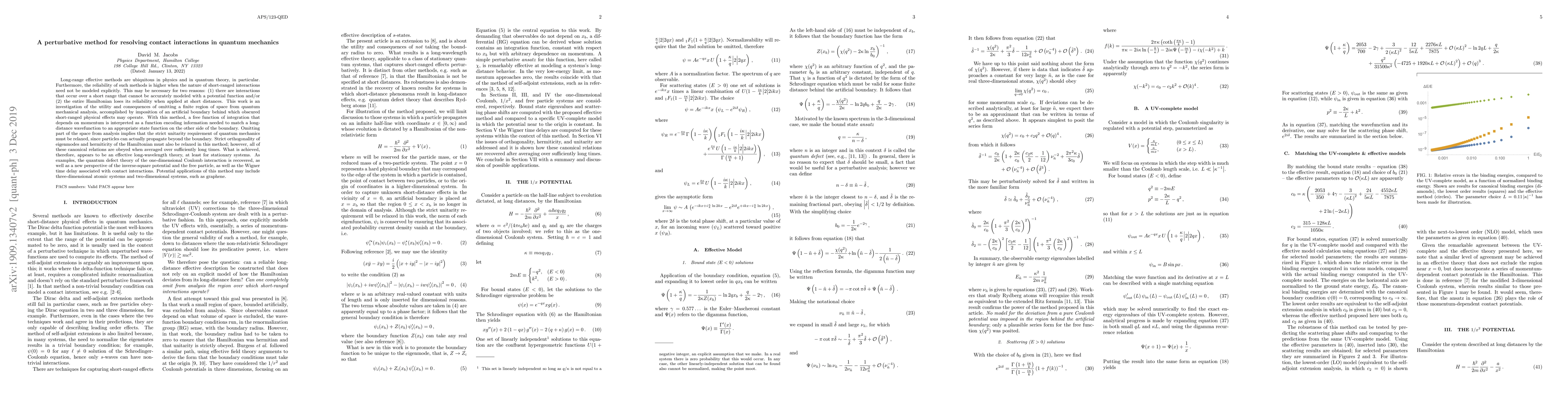 Thumbnail for A perturbative method for resolving contact interactions in quantum
  mechanics