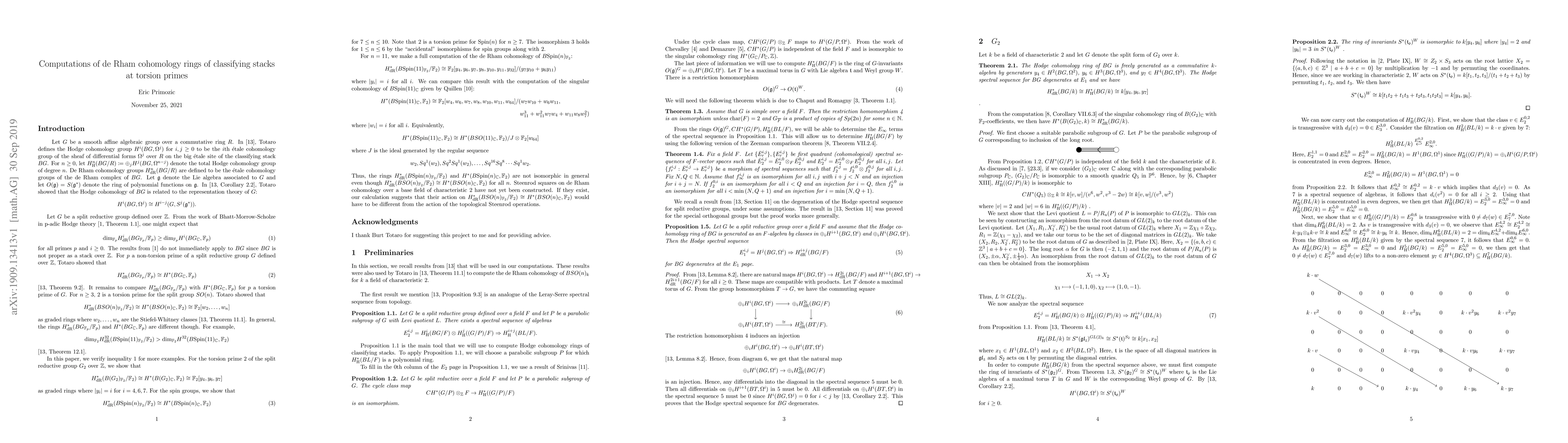 Thumbnail for Computations of de Rham cohomology rings of classifying stacks at
  torsion primes