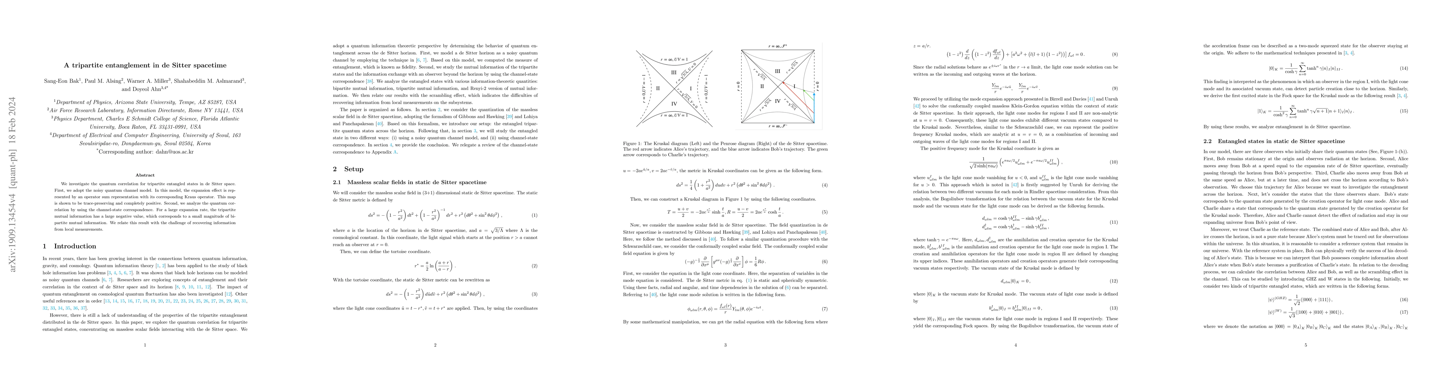 Thumbnail for A tripartite entanglement in de Sitter spacetime