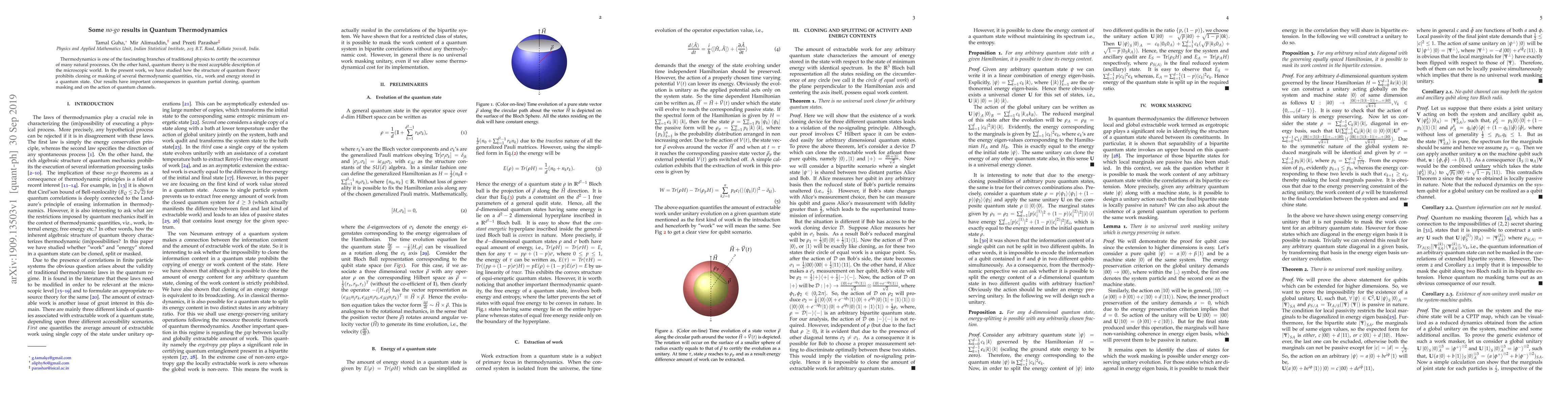 Thumbnail for Some no-go results in Quantum Thermodynamics