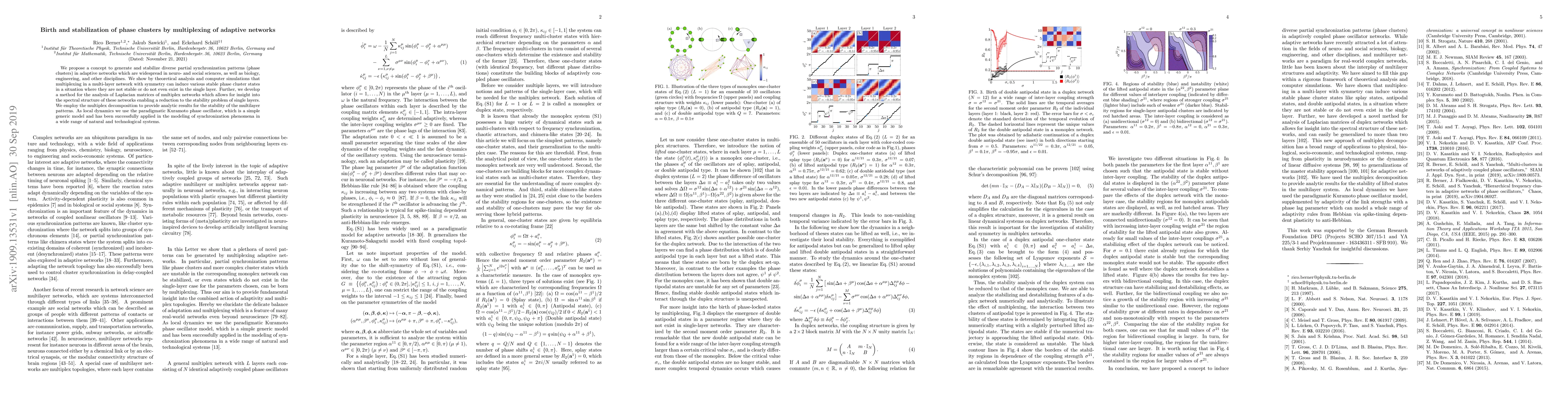 Thumbnail for Birth and stabilization of phase clusters by multiplexing of adaptive
  networks