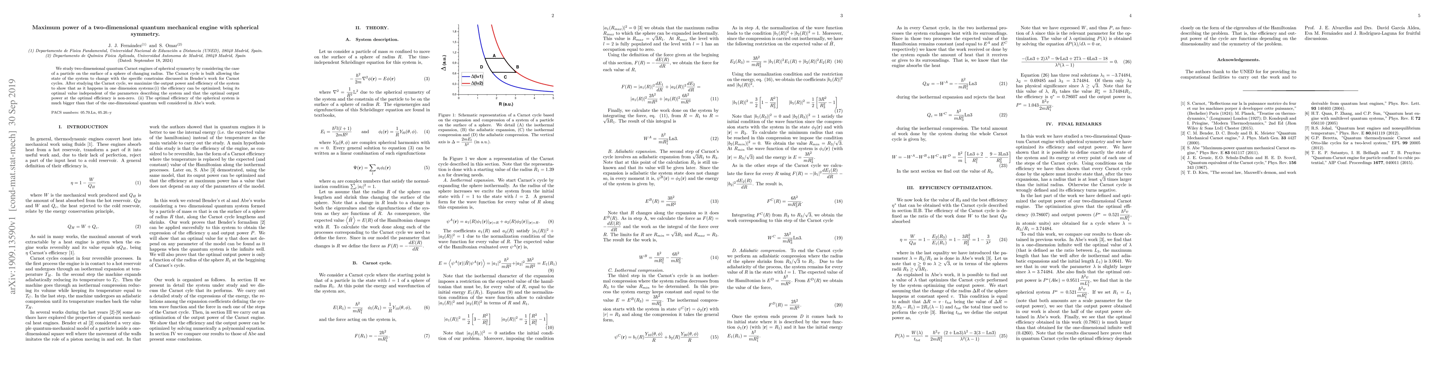 Thumbnail for Maximum power of a two-dimensional quantum mechanical engine with
  spherical symmetry