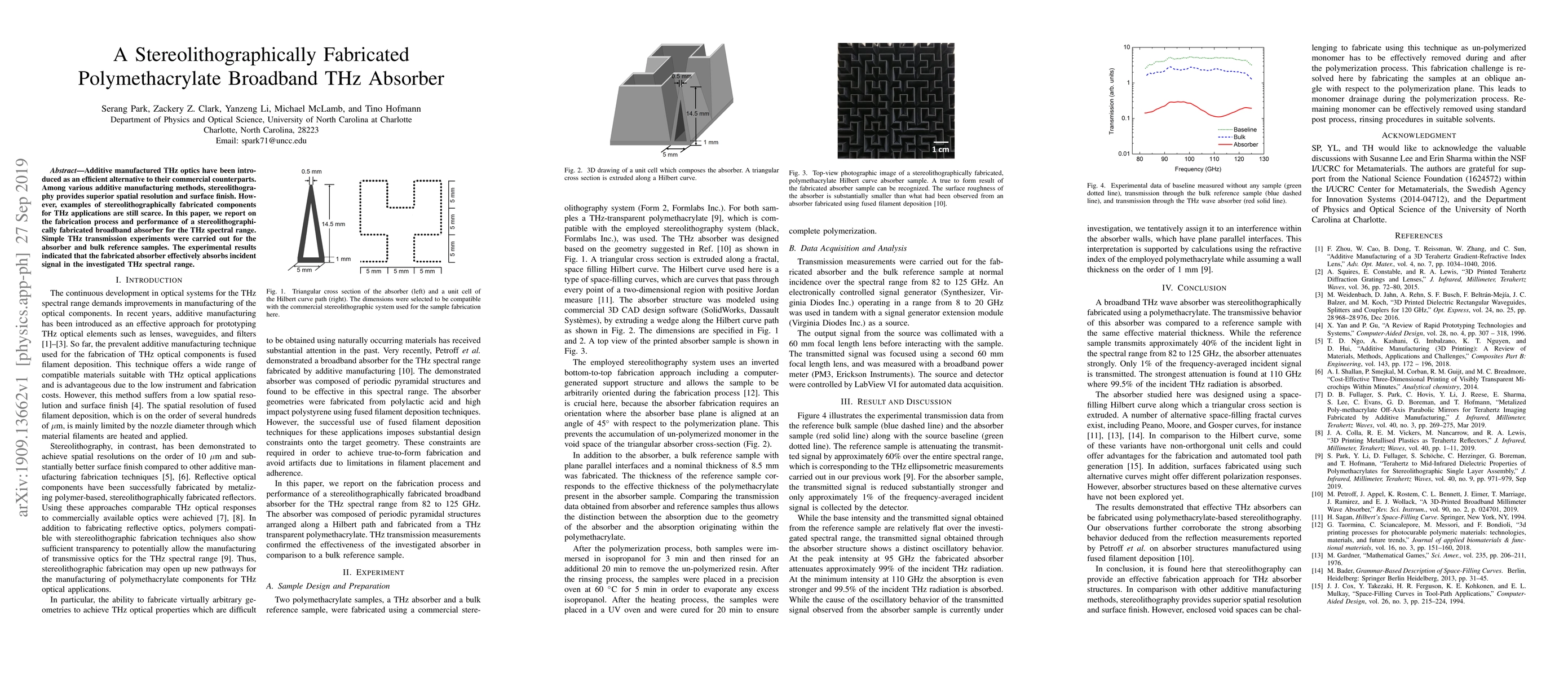 Thumbnail for A Stereolithographically Fabricated Polymethacrylate Broadband THz
  Absorber