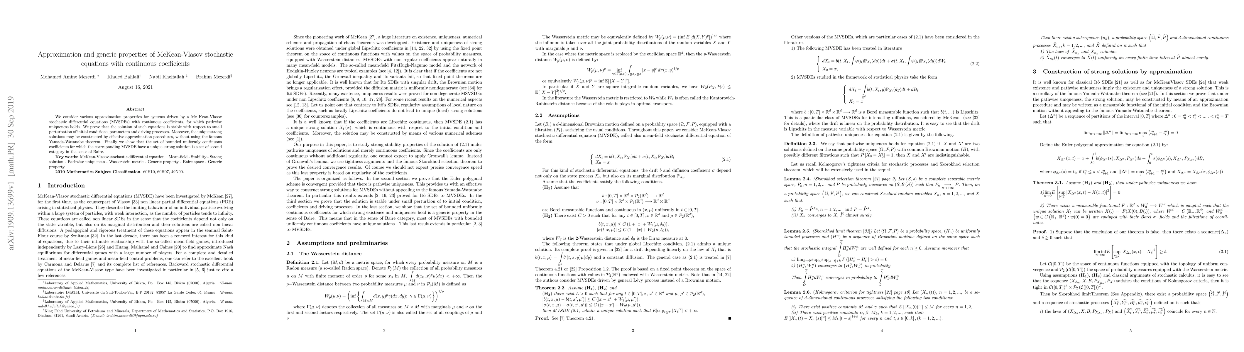 Thumbnail for Approximation and generic properties of McKean-Vlasov stochastic
  equations with continuous coefficients