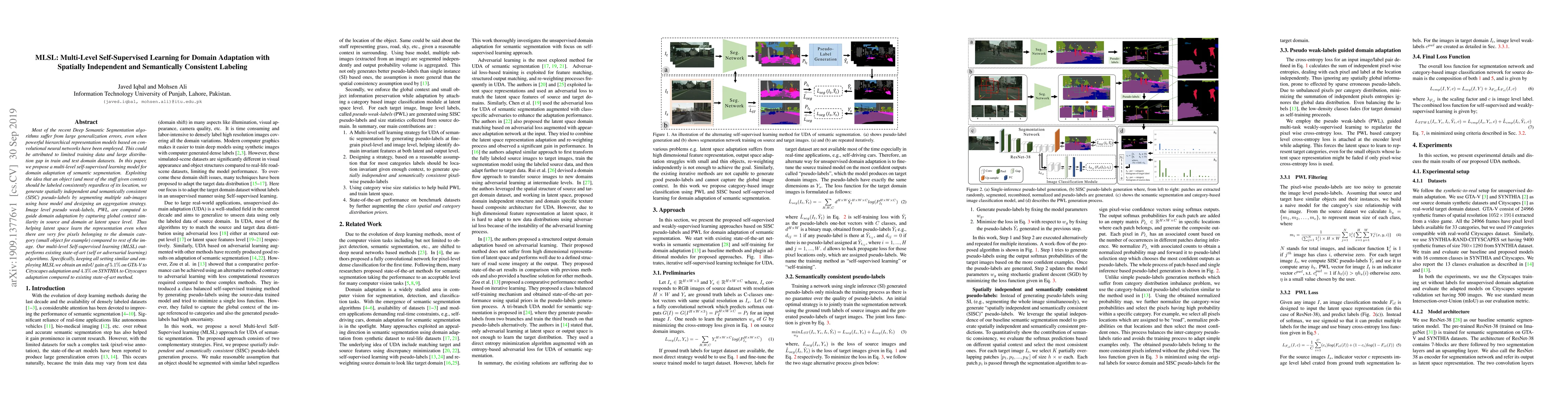 Thumbnail for MLSL: Multi-Level Self-Supervised Learning for Domain Adaptation with
  Spatially Independent and Semantically Consistent Labeling