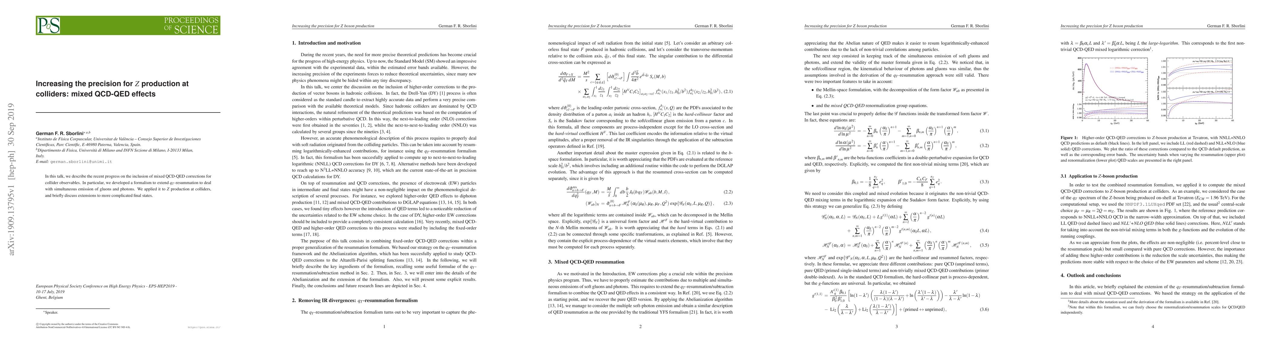Thumbnail for Increasing the precision for $Z$ production at colliders: mixed QCD-QED
  effects