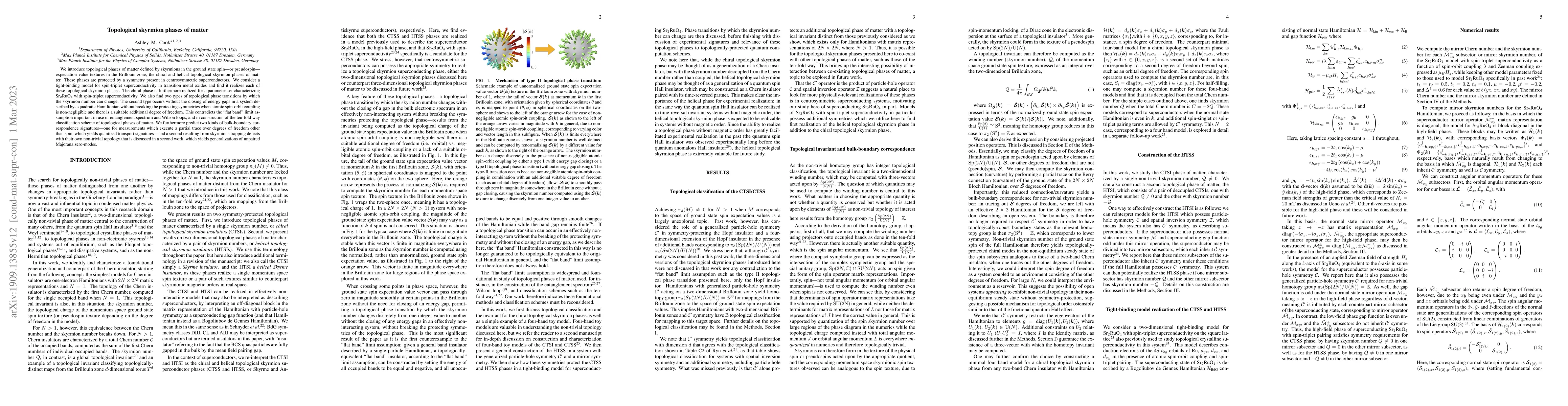 Thumbnail for Topological skyrmion phases of matter