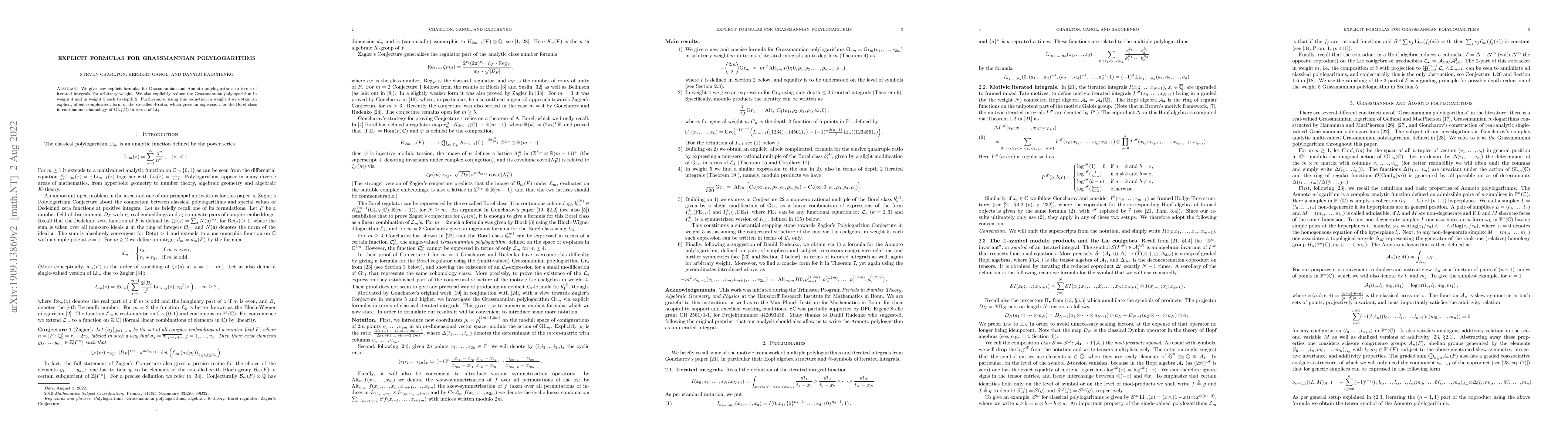 Thumbnail for Explicit formulas for Grassmannian polylogarithms