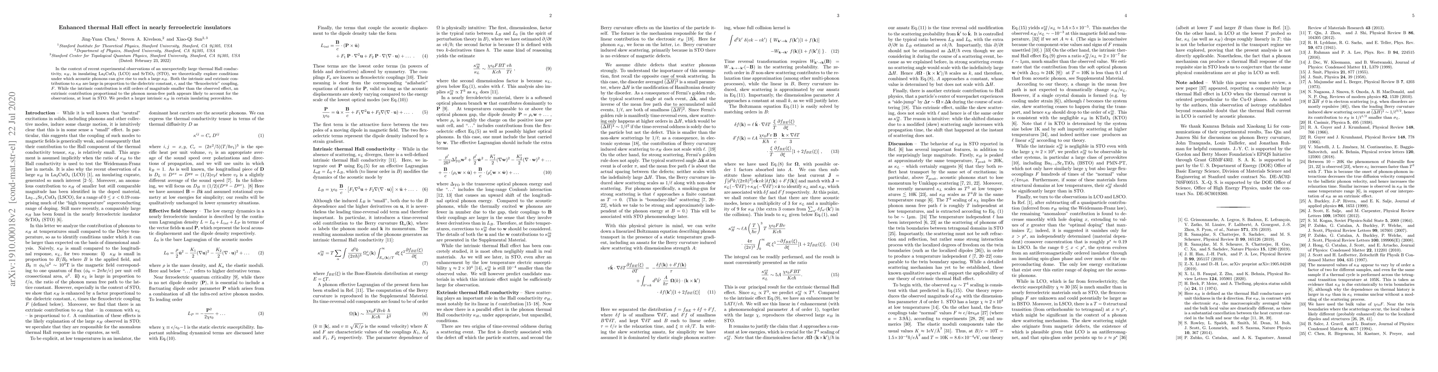 Thumbnail for Enhanced thermal Hall effect in nearly ferroelectric insulators