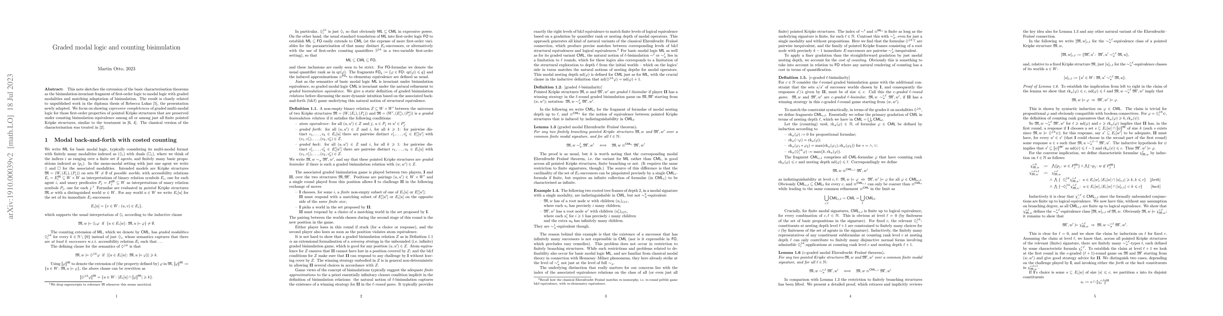 Thumbnail for Graded modal logic and counting bisimulation