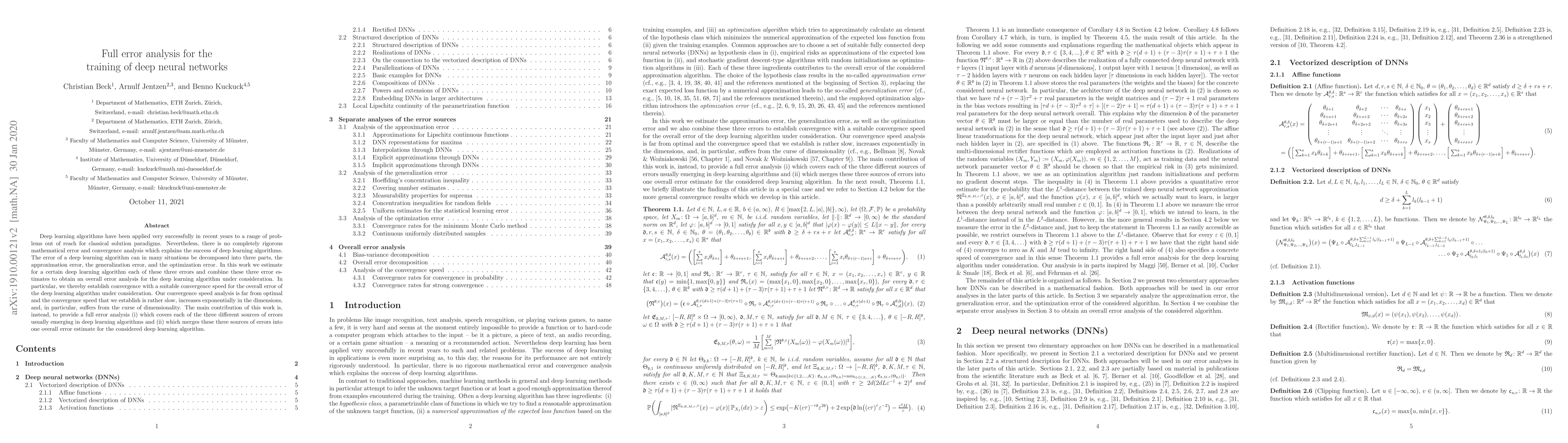 Thumbnail for Full error analysis for the training of deep neural networks
