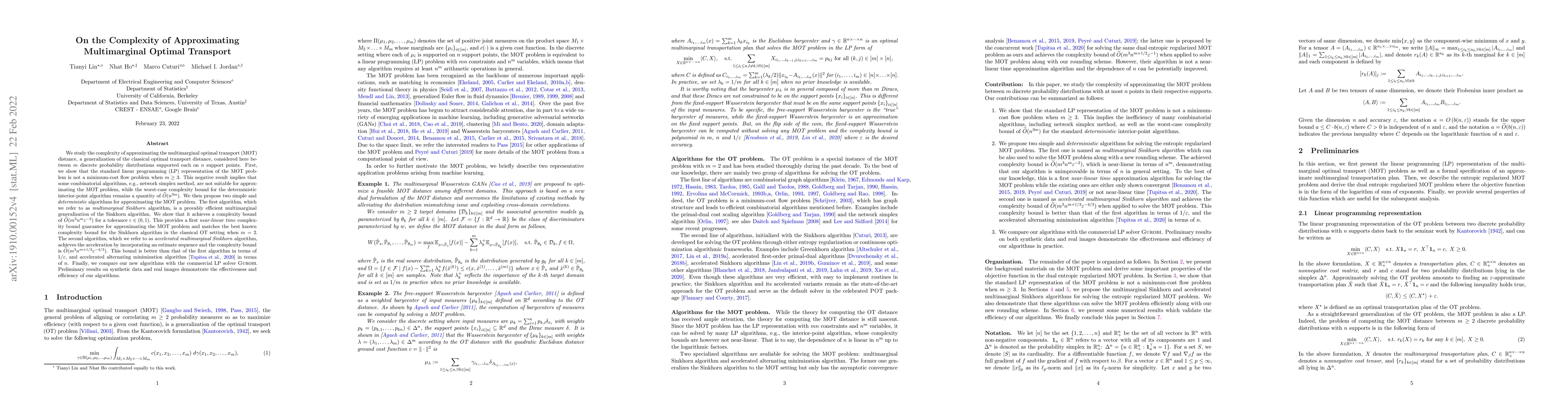 Thumbnail for On the Complexity of Approximating Multimarginal Optimal Transport