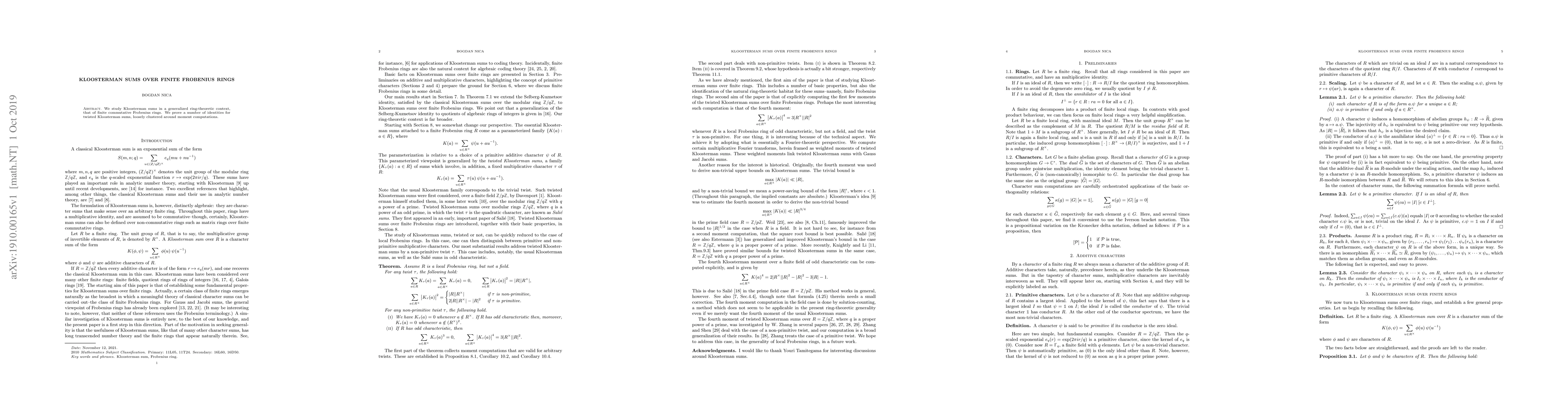 Thumbnail for Kloosterman sums over finite Frobenius rings