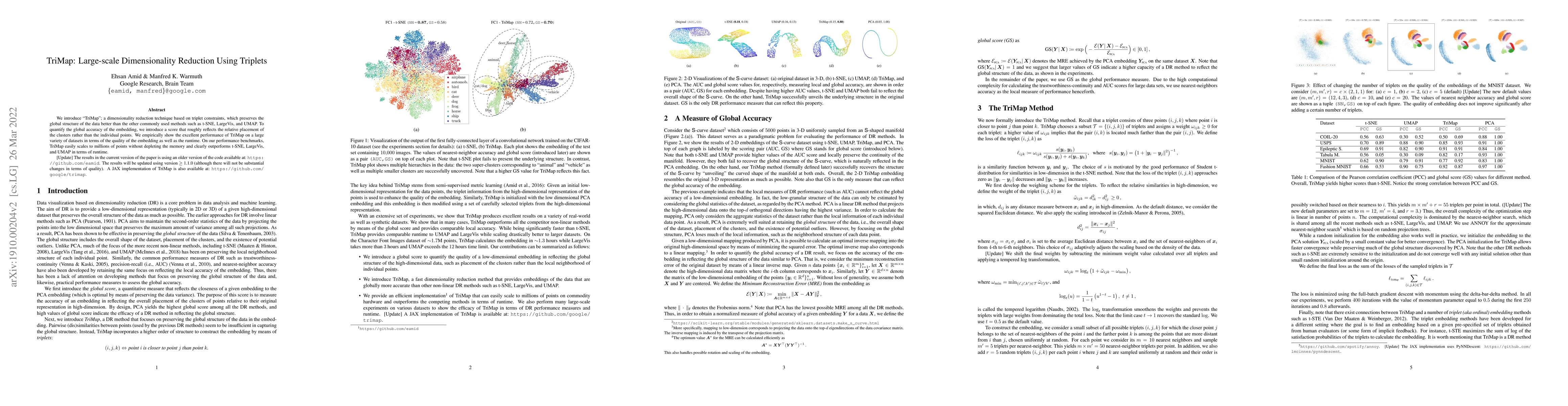Thumbnail for TriMap: Large-scale Dimensionality Reduction Using Triplets