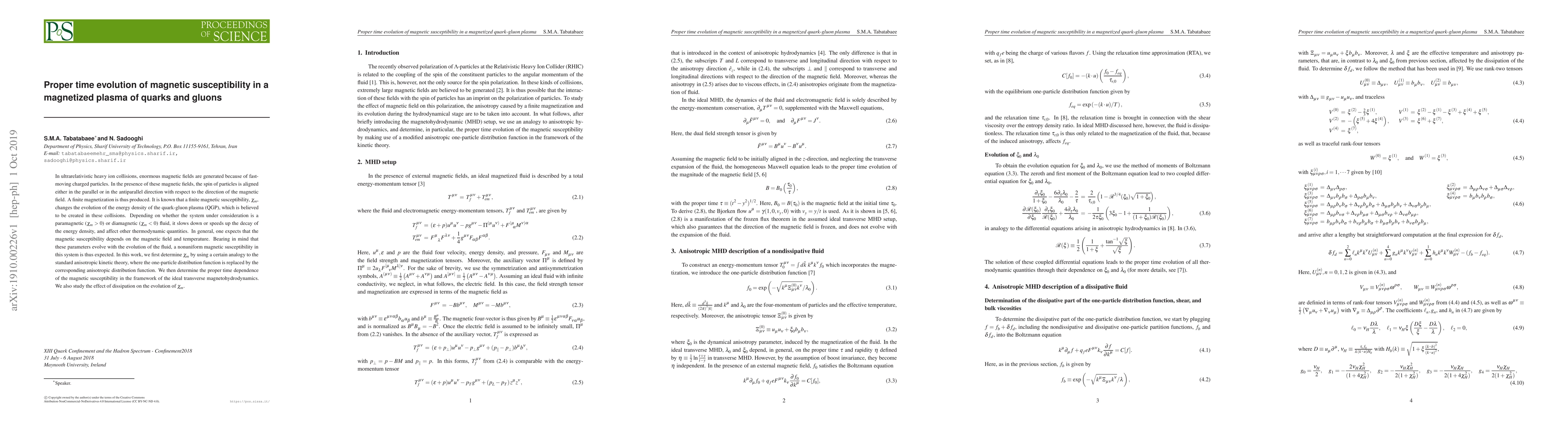 Thumbnail for Proper time evolution of magnetic susceptibility in a magnetized
  quark-gluon plasma
