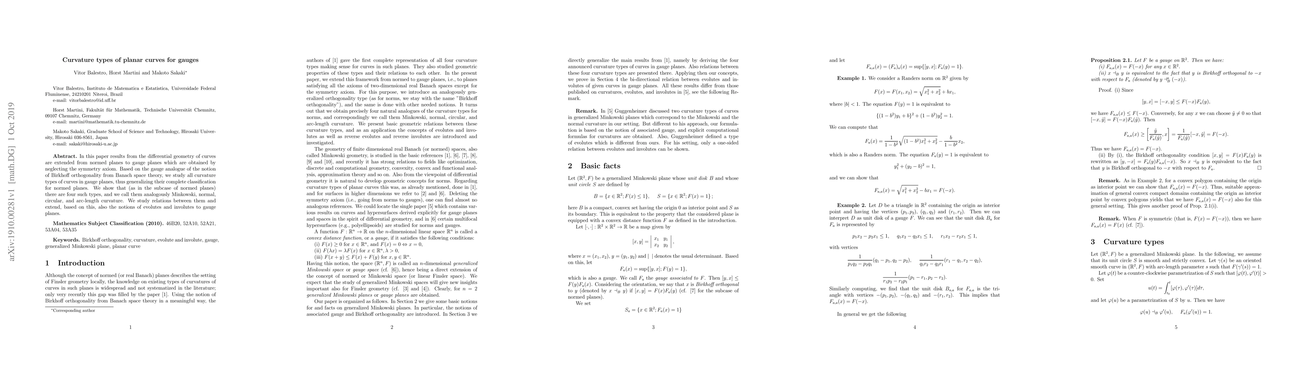 Thumbnail for Curvature types of planar curves for gauges