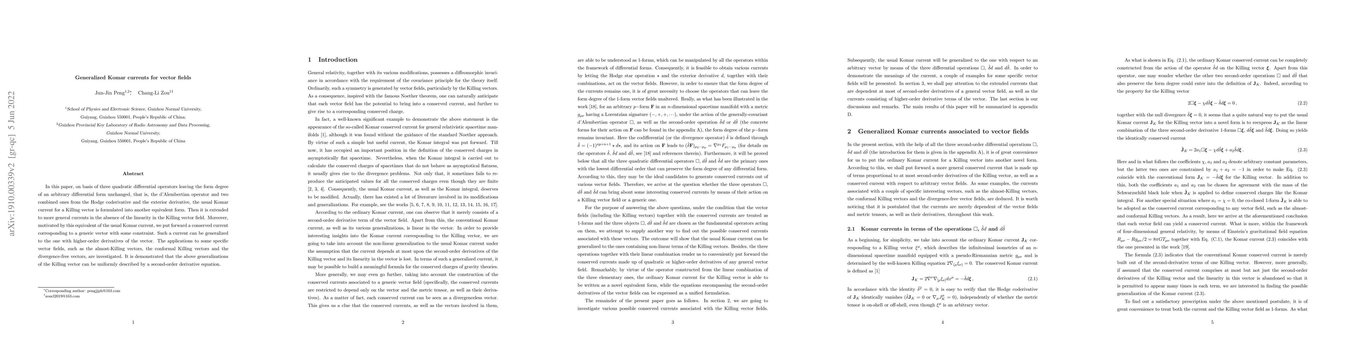 Thumbnail for Generalized Komar currents for vector fields