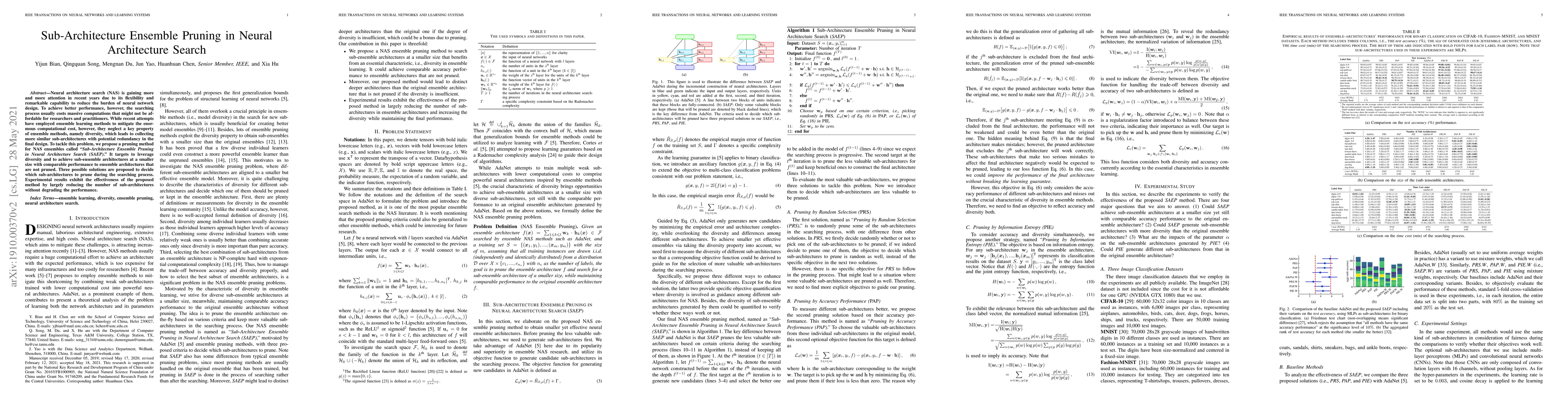 Thumbnail for Sub-Architecture Ensemble Pruning in Neural Architecture Search