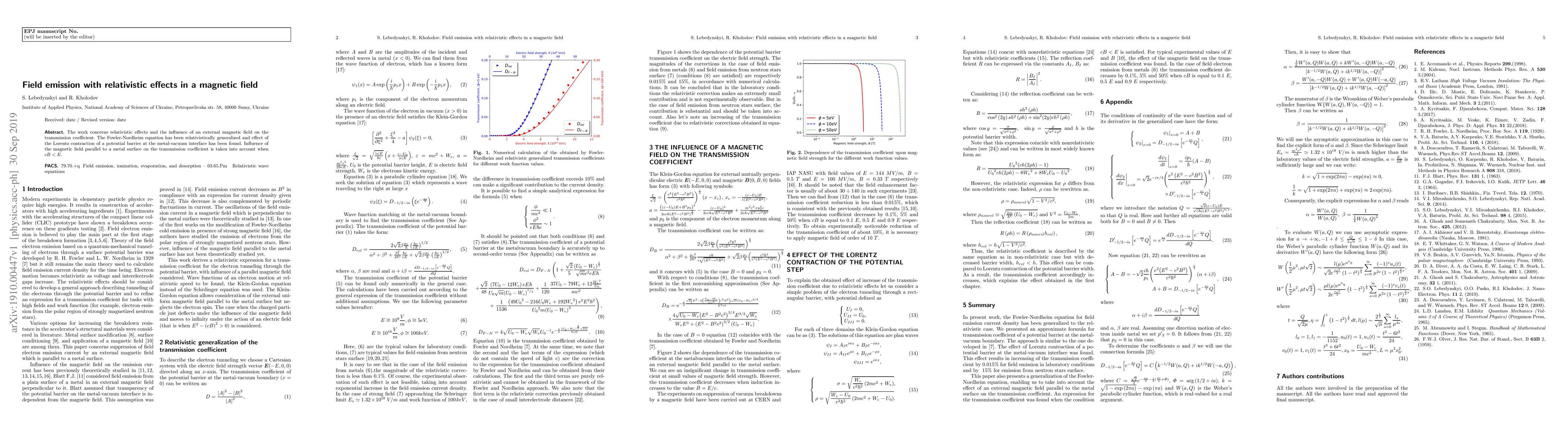 Thumbnail for Field emission with relativistic effects in a magnetic field