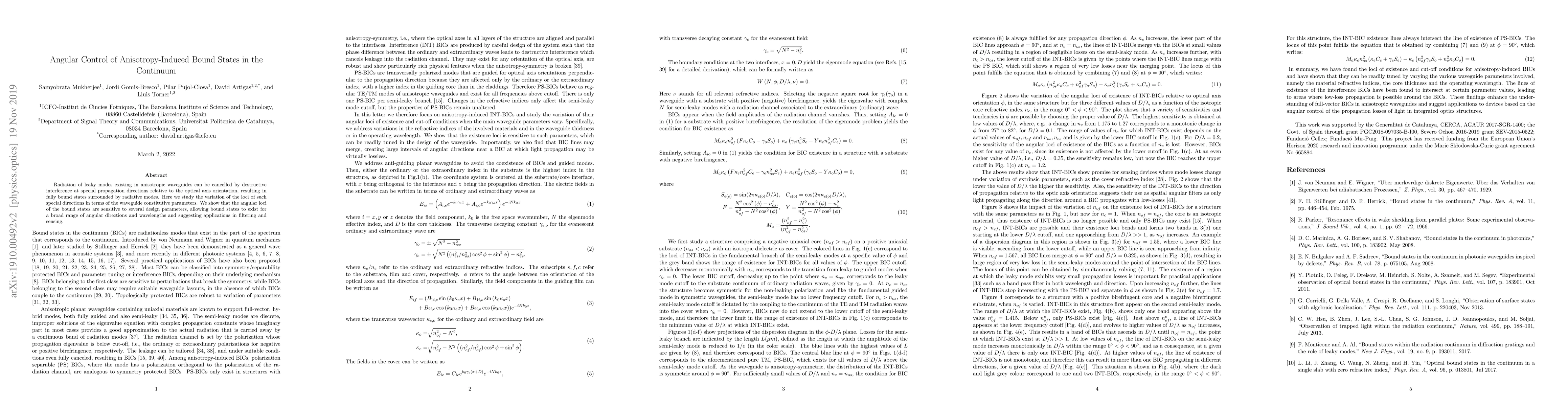 Thumbnail for Angular Control of Anisotropy-Induced Bound States in the Continuum
