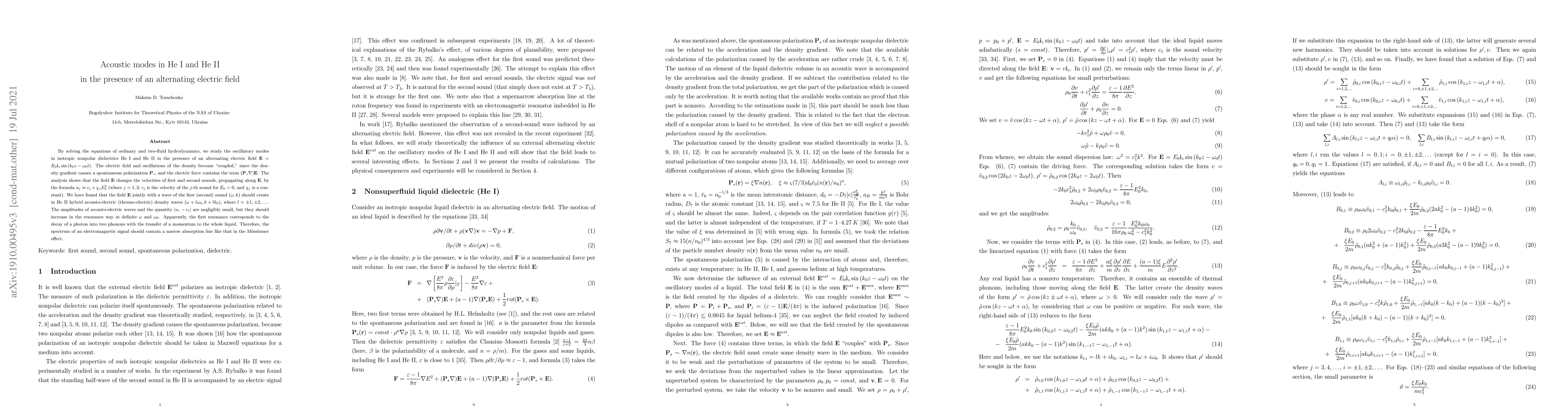 Thumbnail for Acoustic modes in He I and He II in the presence of an alternating
  electric field