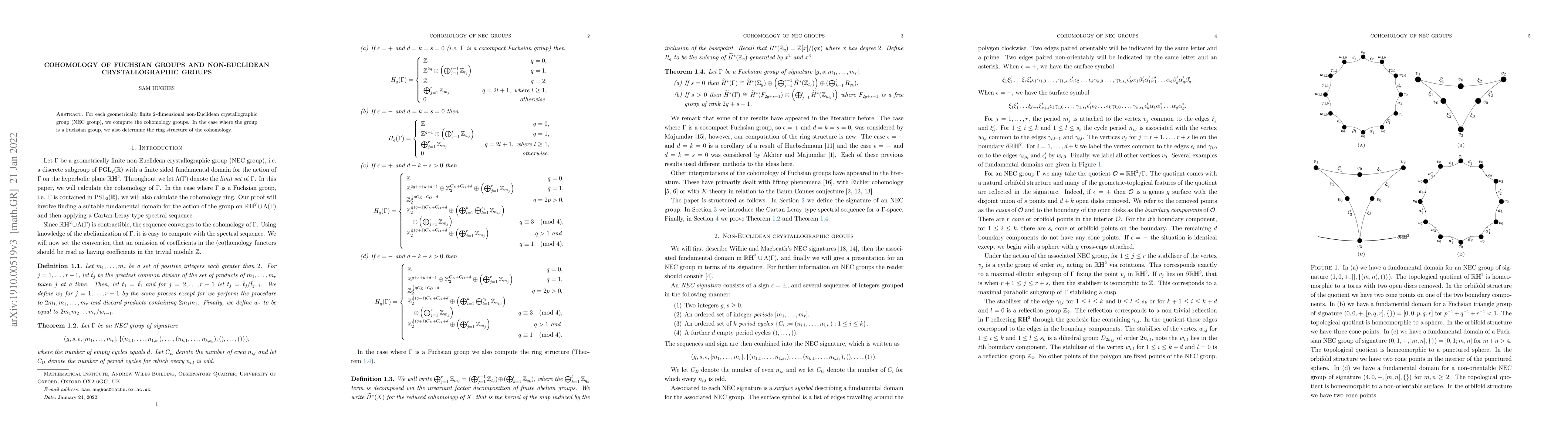 Thumbnail for Cohomology of Fuchsian Groups and Non-Euclidean Crystallographic Groups