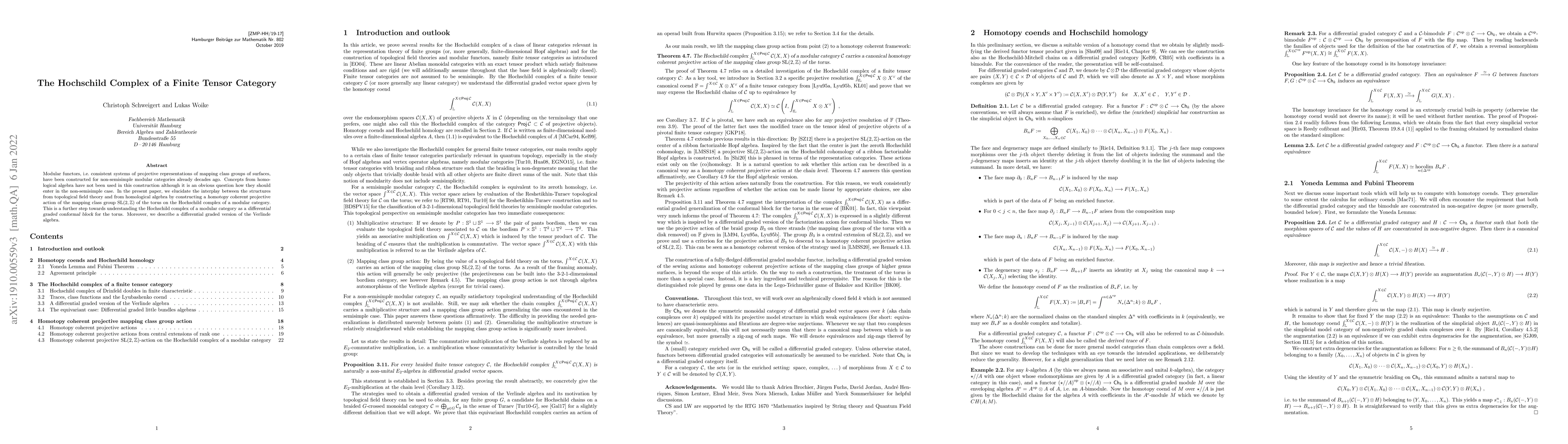Thumbnail for The Hochschild Complex of a Finite Tensor Category