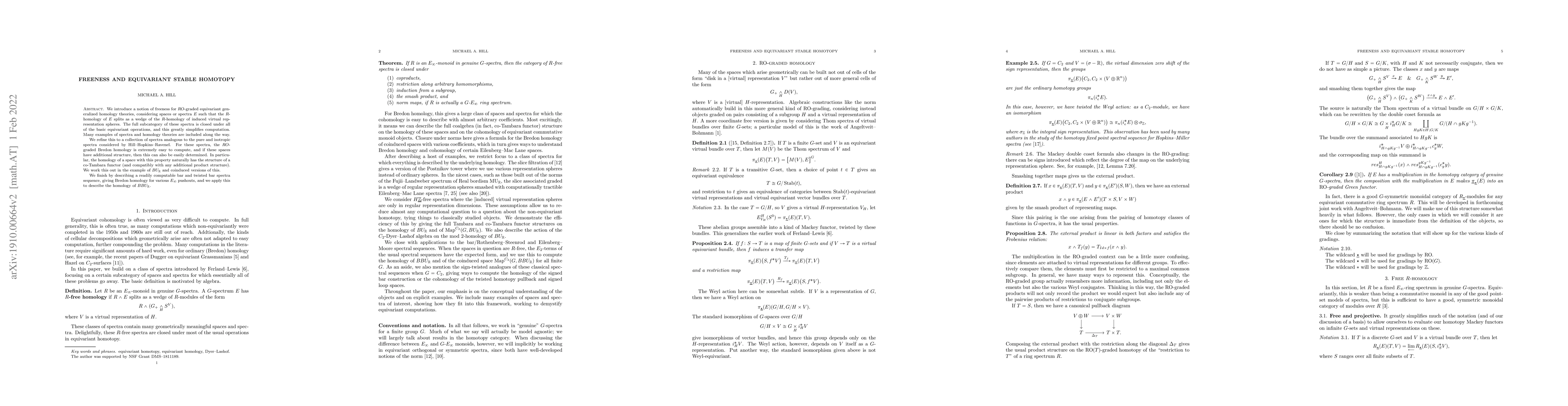 Thumbnail for Freeness and equivariant stable homotopy