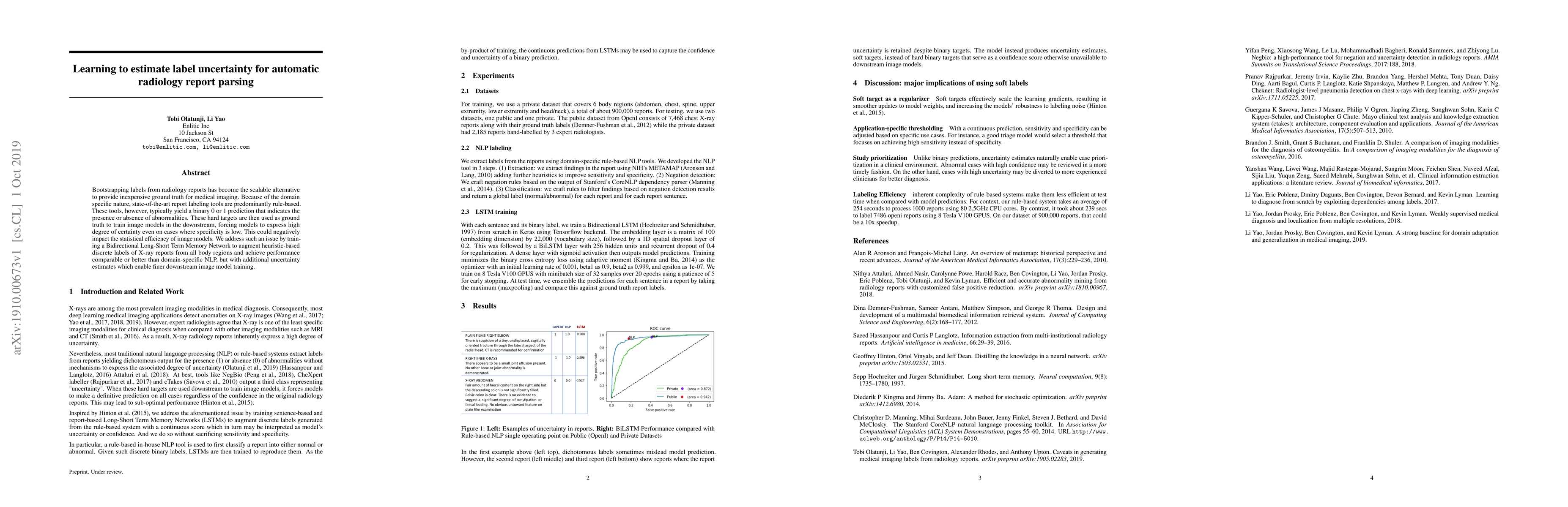 Thumbnail for Learning to estimate label uncertainty for automatic radiology report
  parsing