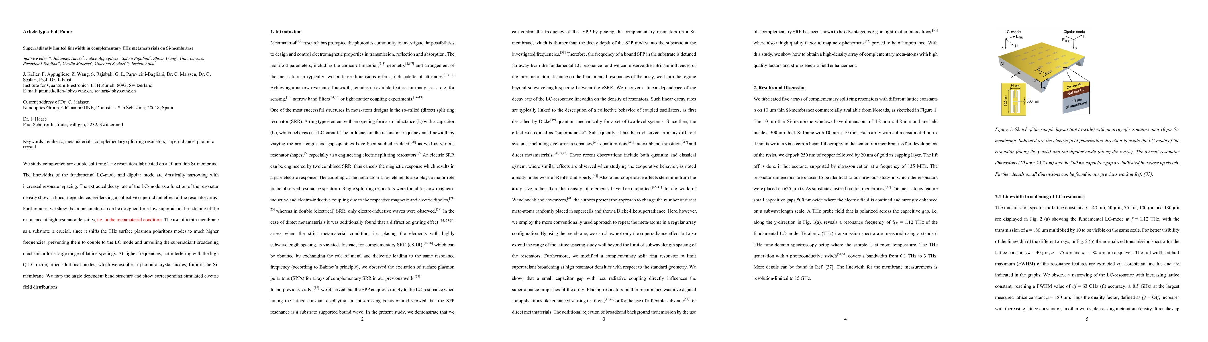 Thumbnail for Superradiantly limited linewidth in complementary THz metamaterials on
  Si-membranes