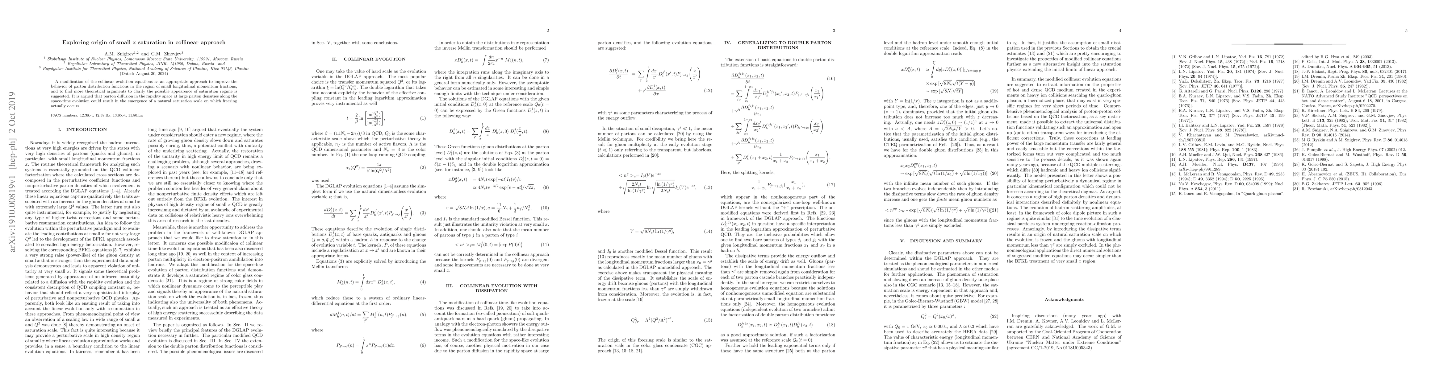 Thumbnail for Exploring origin of small x saturation in collinear approach