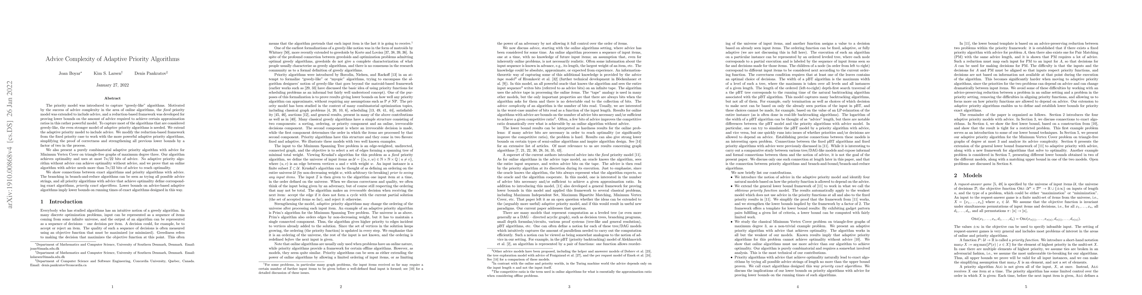 Thumbnail for Advice Complexity of Adaptive Priority Algorithms