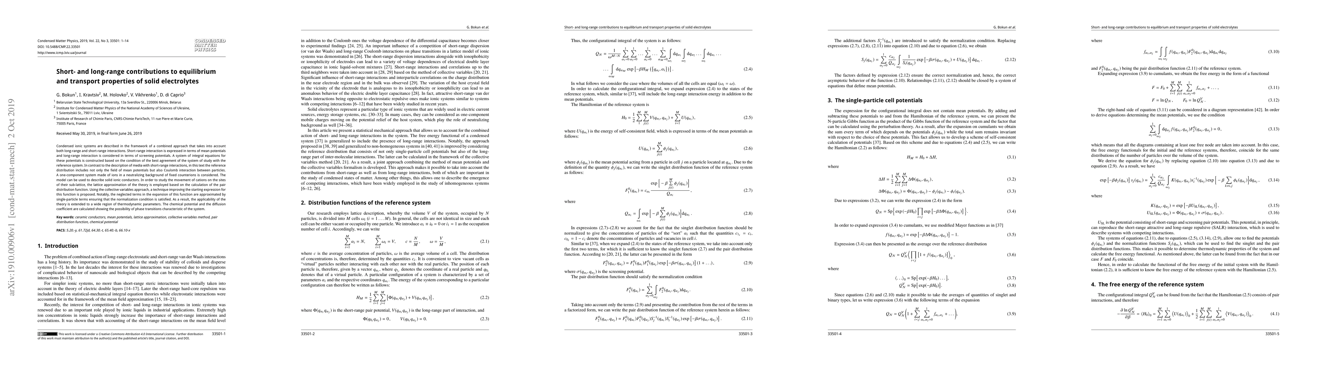 Thumbnail for Short- and long-range contributions to equilibrium and transport
  properties of solid electrolytes
