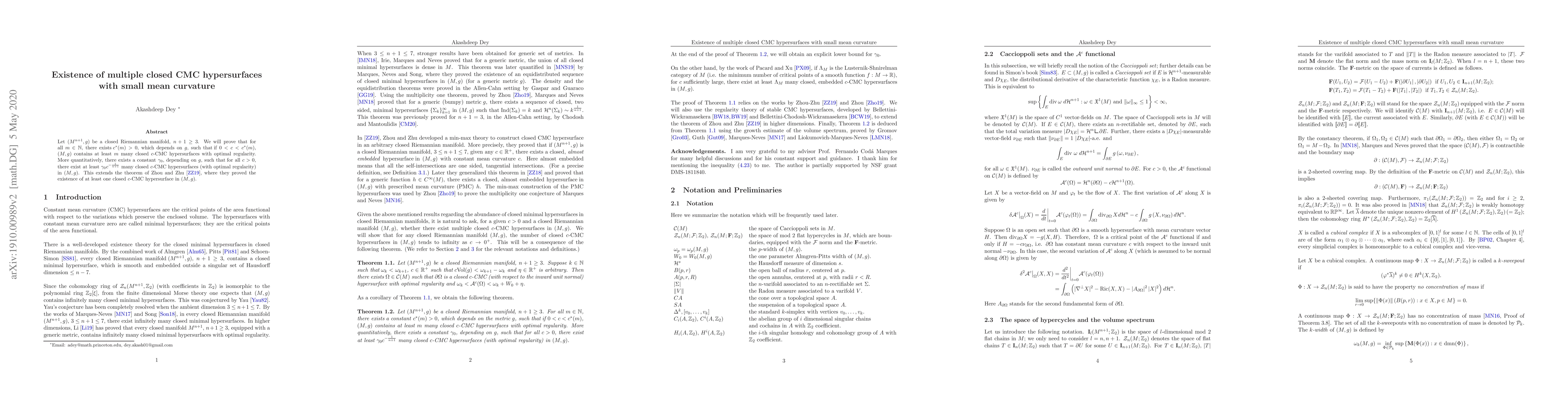 Thumbnail for Existence of multiple closed CMC hypersurfaces with small mean curvature
