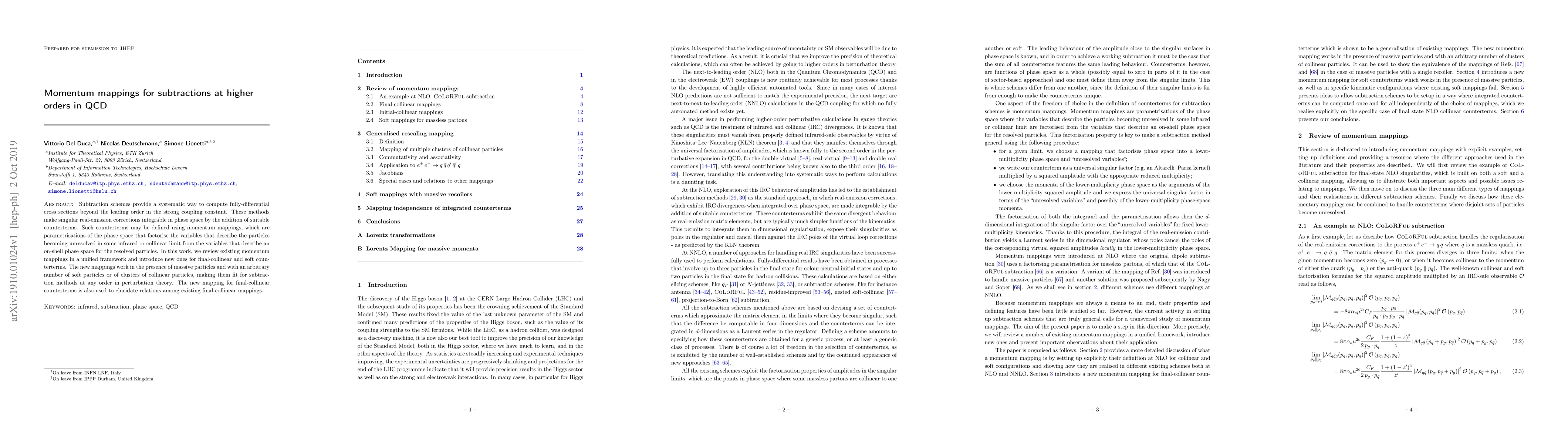 Thumbnail for Momentum mappings for subtractions at higher orders in QCD