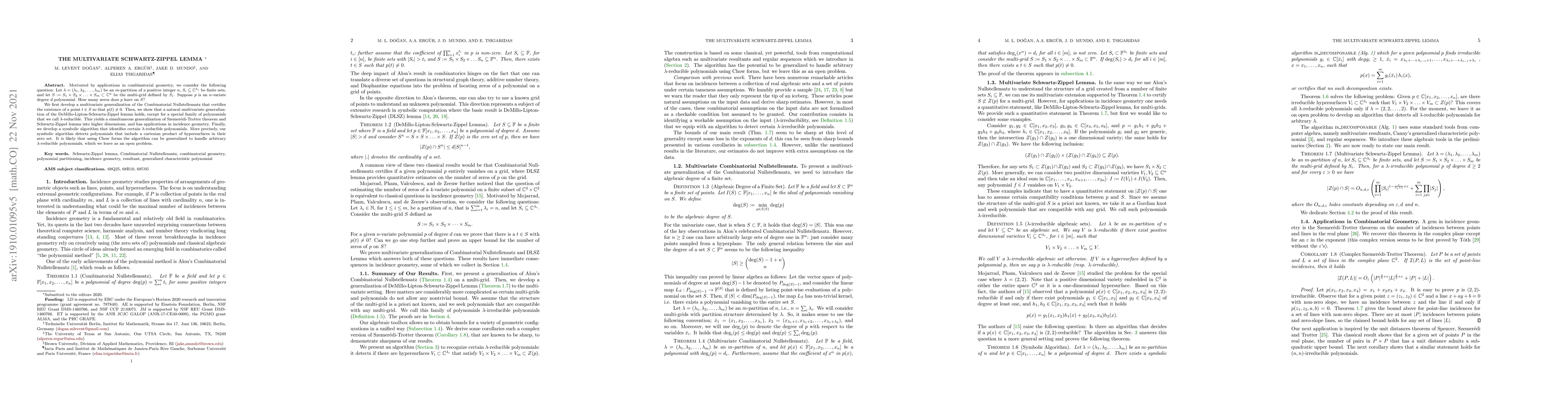 Thumbnail for The Multivariate Schwartz-Zippel Lemma