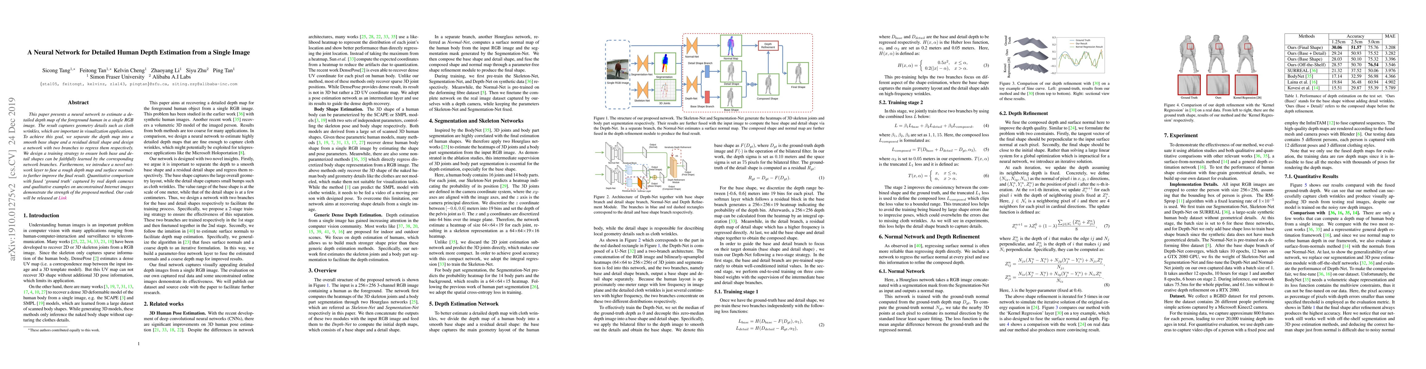 Thumbnail for A Neural Network for Detailed Human Depth Estimation from a Single Image