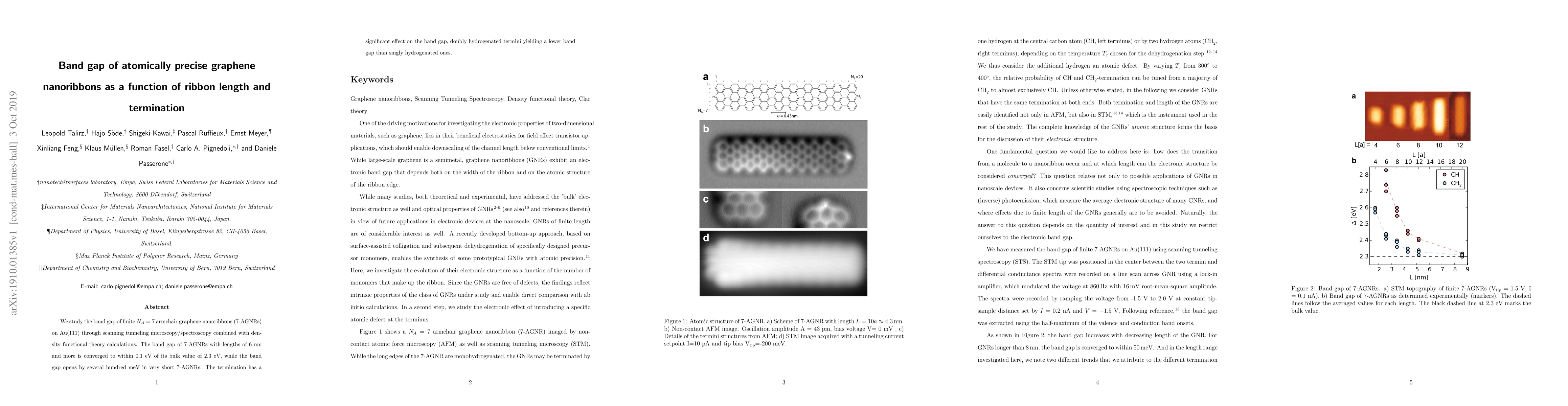 Thumbnail for Band Gap of Atomically Precise Graphene Nanoribbons as a Function of
  Ribbon Length and Termination