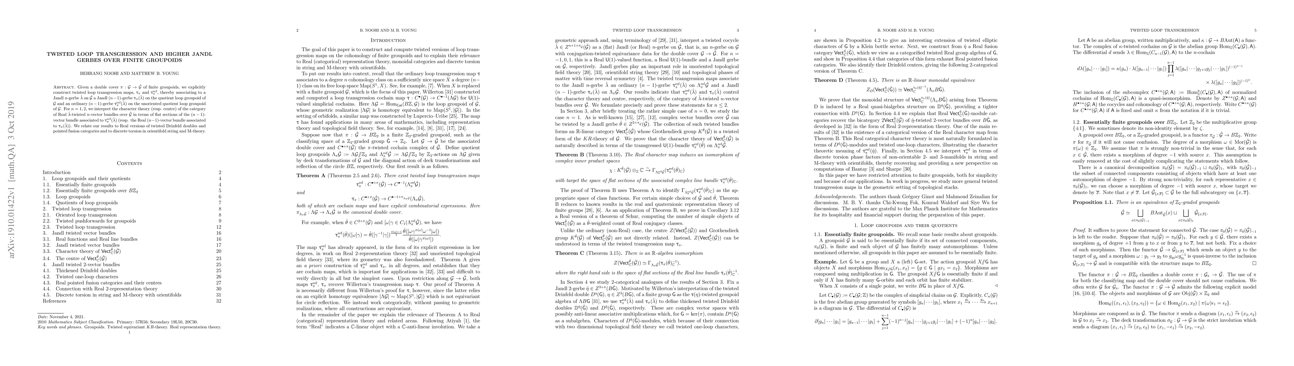 Thumbnail for Twisted loop transgression and higher Jandl gerbes over finite groupoids