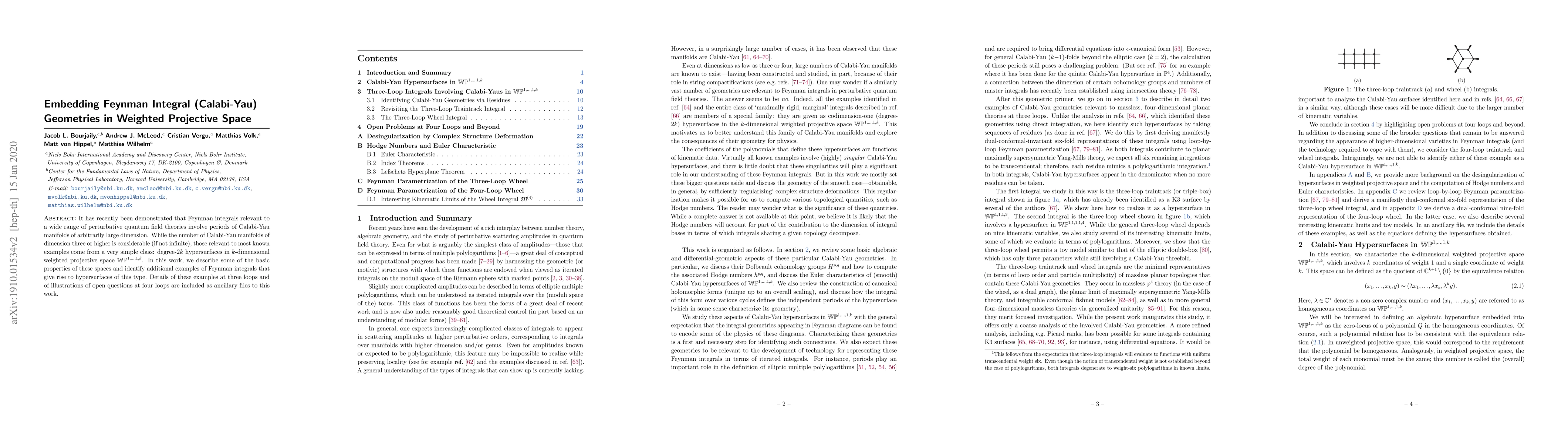 Thumbnail for Embedding Feynman Integral (Calabi-Yau) Geometries in Weighted
  Projective Space