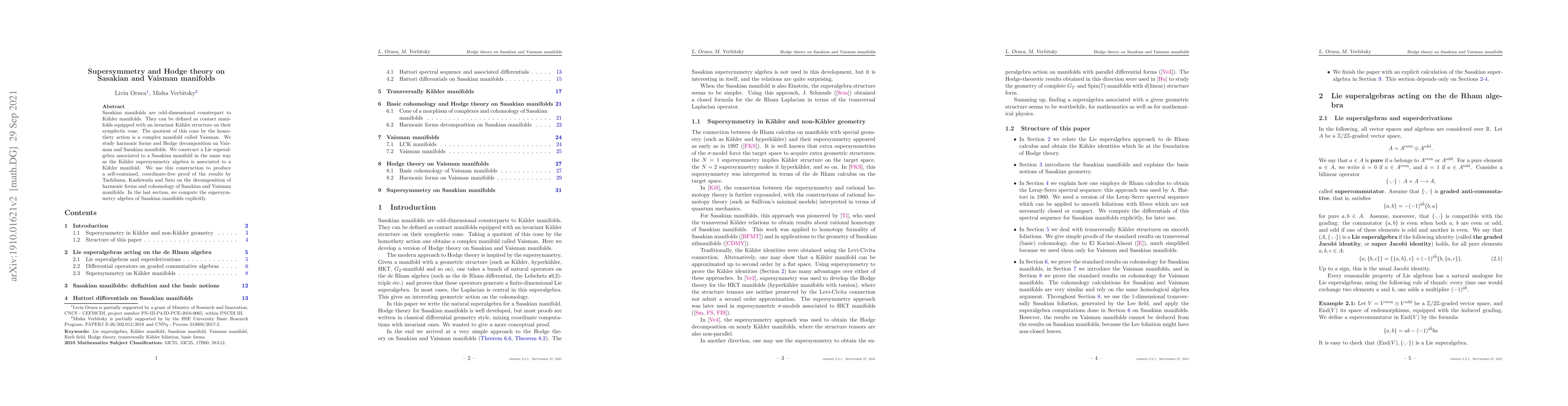 Thumbnail for Supersymmetry and Hodge theory on Sasakian and Vaisman manifolds