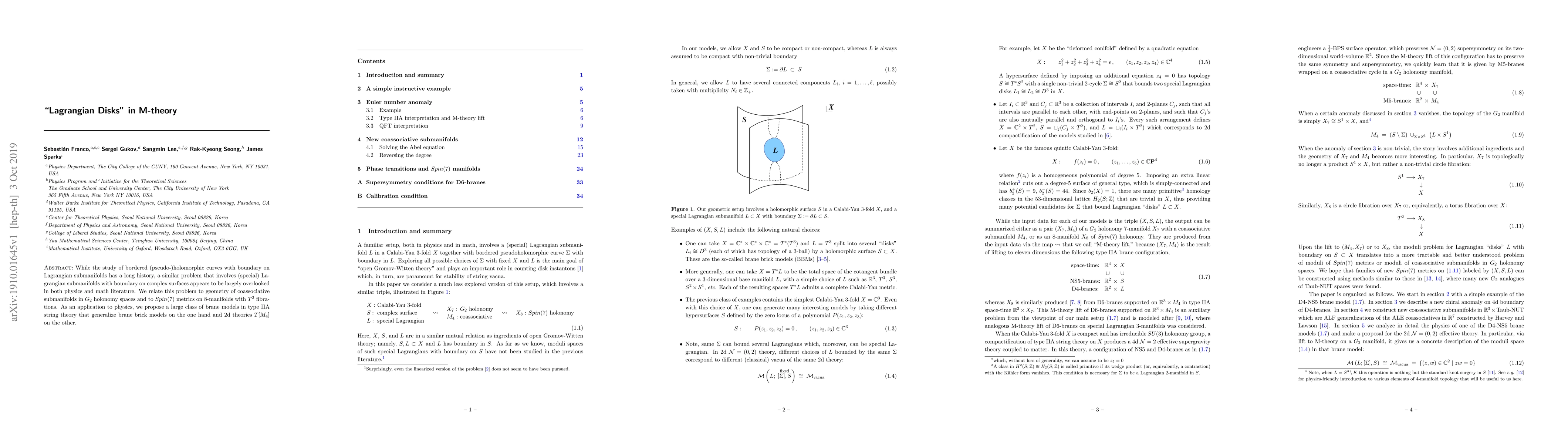 Thumbnail for "Lagrangian Disks" in M-theory