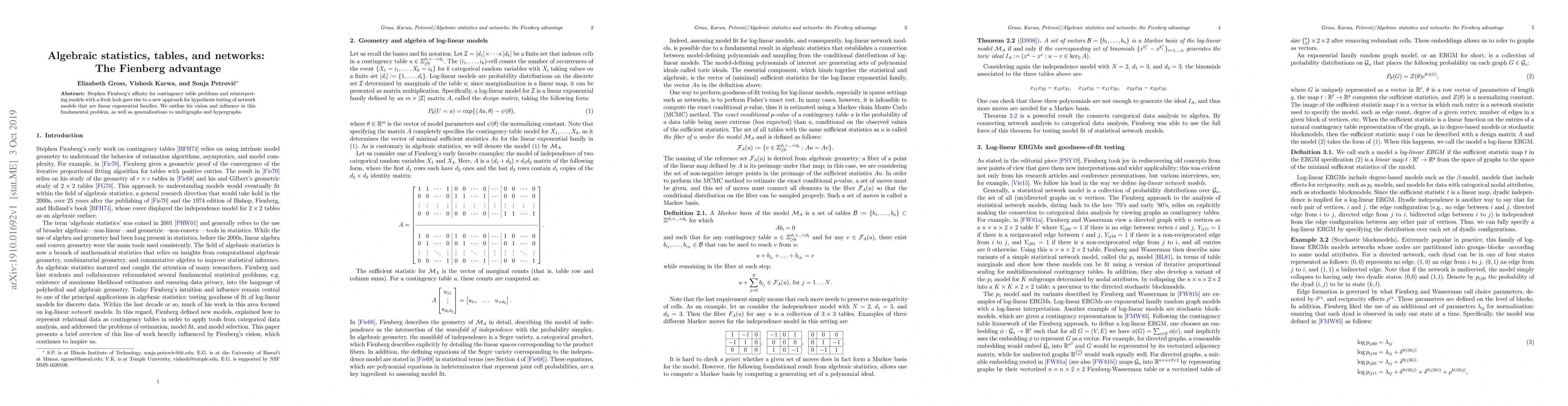 Thumbnail for Algebraic statistics, tables, and networks: The Fienberg advantage